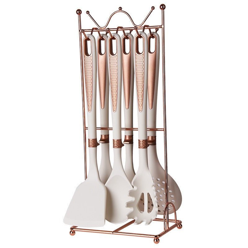Luxe 7-delige Keukengerei Set met Rose Gold Houder