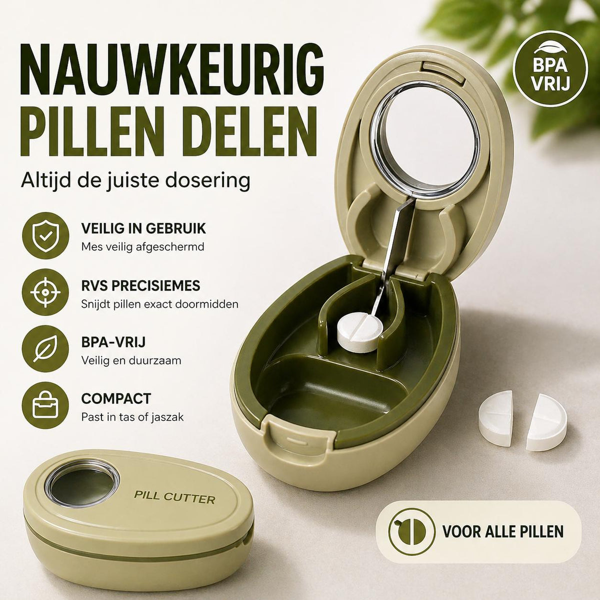 Pillensnijder met Opbergvak