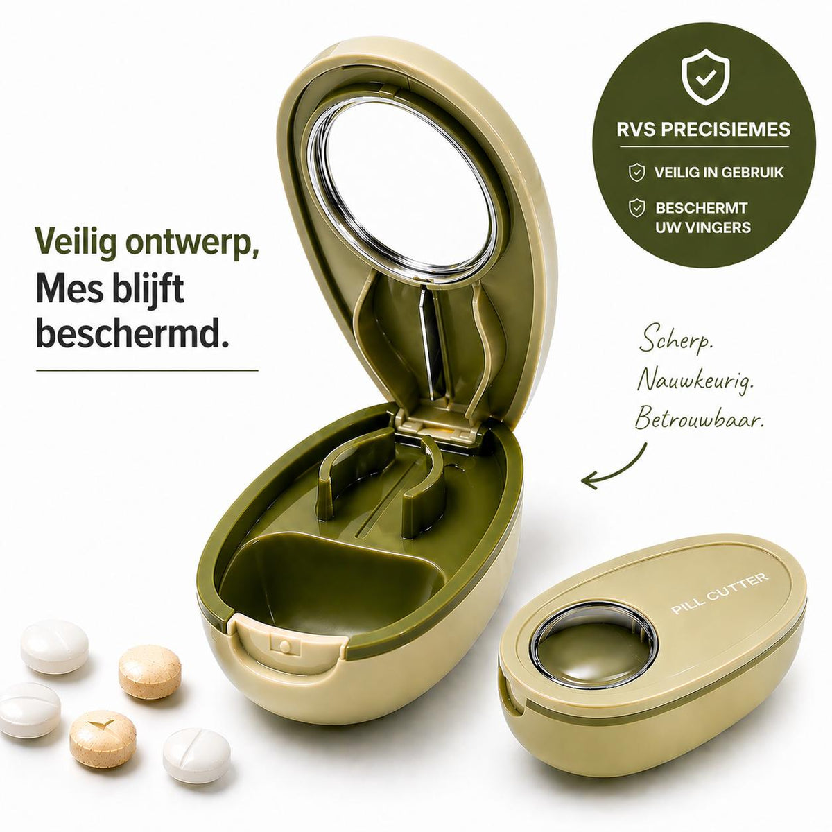Pillensnijder met Opbergvak