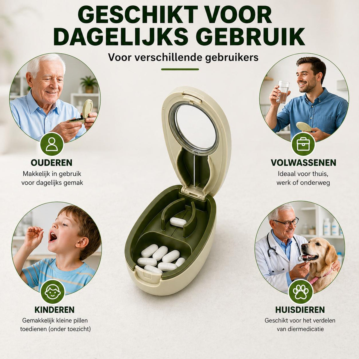 Pillensnijder met Opbergvak